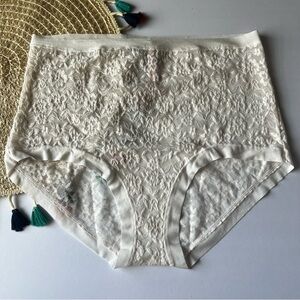 Victoria's Secret No-Show Lace High-Waist Brief Panty Coconut White Large NEW